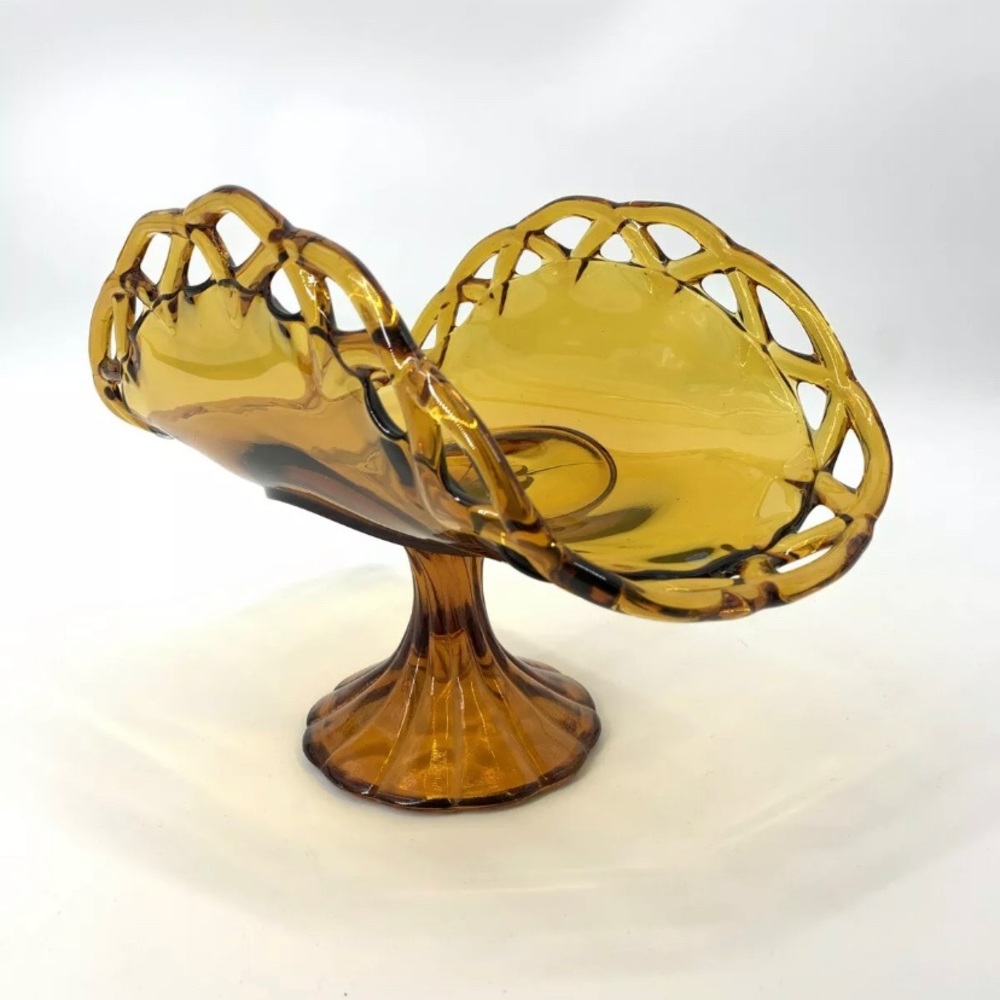 Vintage Indiana amber glass fruit basket